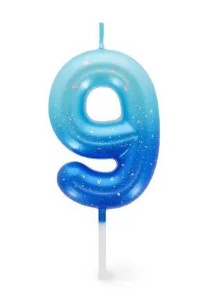 HAPPY BIRTHDAY CANDLE - BLUE - 9 [bnr:eebce704cdc1]