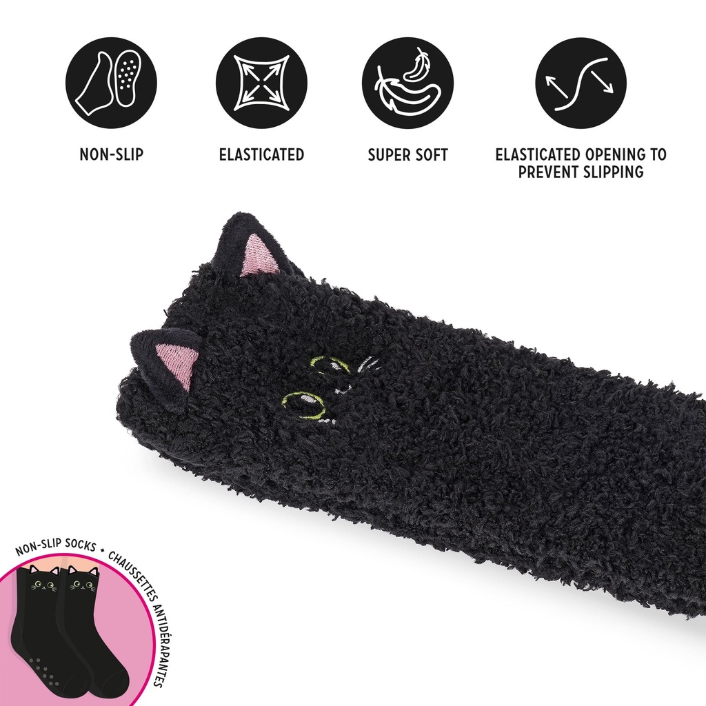 Chaussettes antidérapantes adulte - Chat noir – 3