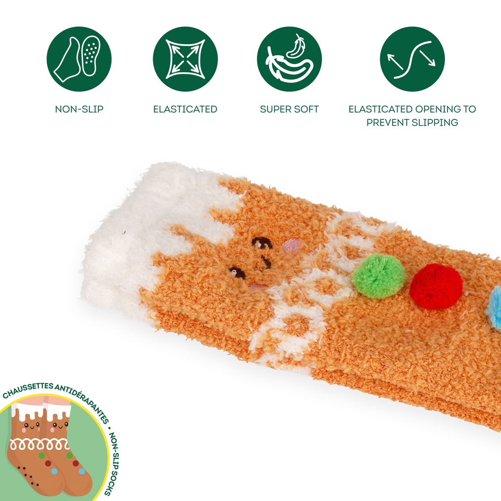 Chaussettes antidérapantes de Noël adulte - Pain d'épices – 3