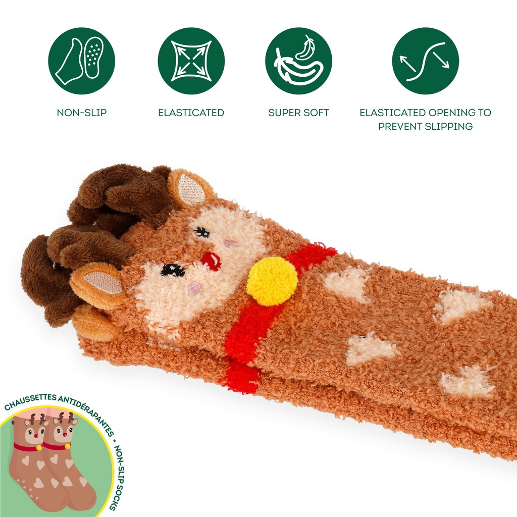Chaussettes antidérapantes de Noël adulte - Renne – 3