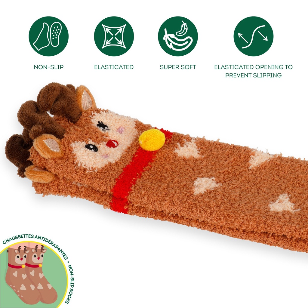 Chaussettes antidérapantes de Noël enfant - Renne – 3