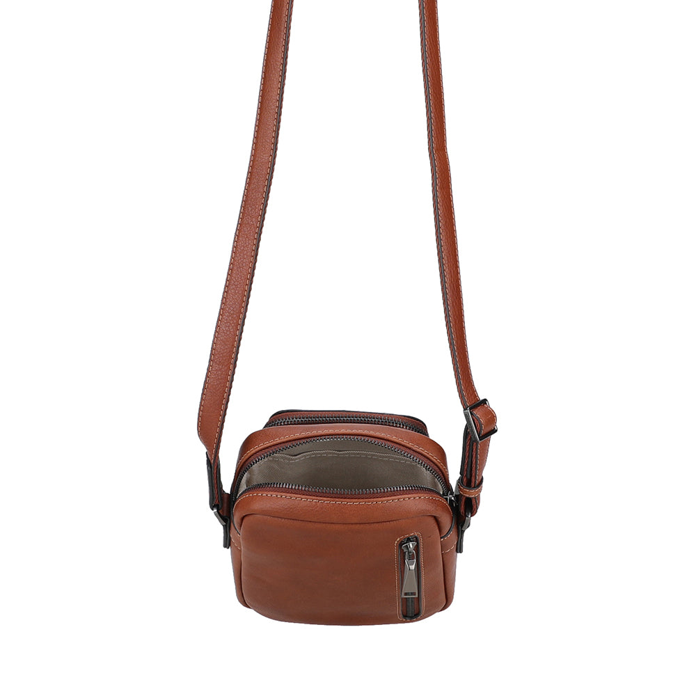 2628-05 Cognac - Petit sac travers cuir Nairo - ARTHUR & ASTON 4