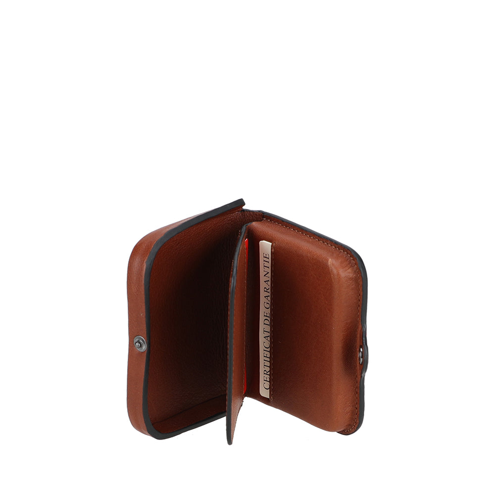 2628-125 Cognac - Porte monnaie à pression Cuir Nairo - ARTHUR & ASTON 2