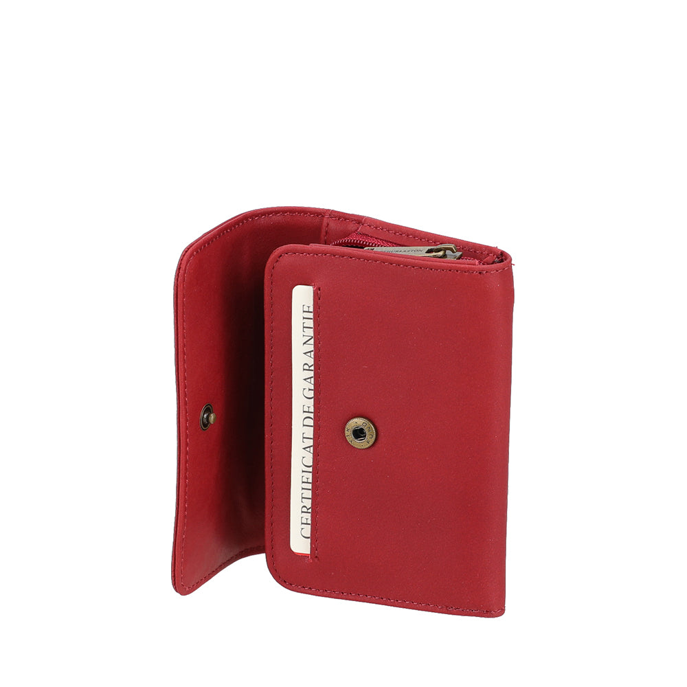 2613-165 Rouge - Petit Porte-monnaie pression Maé en cuir - ARTHUR & ASTON 2