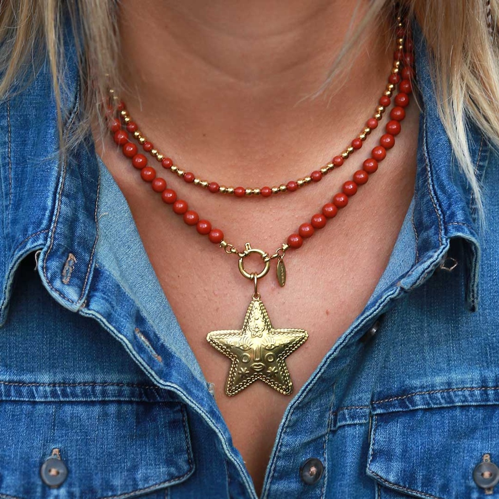 Collier Javea pierre brique - Love Ibiza 4