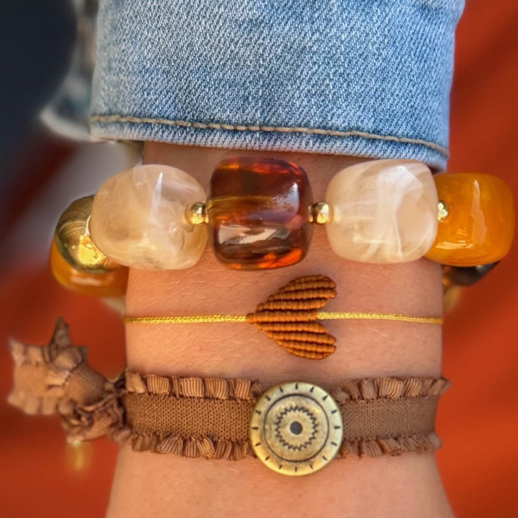 Bracelet Cube boule dorée marron - Love Ibiza 2