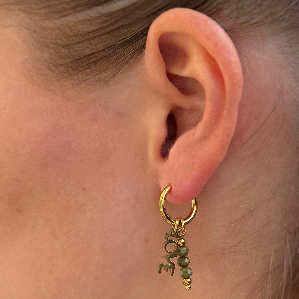 Boucles d'oreilles dorées facettes Love olive - Love Ibiza 2