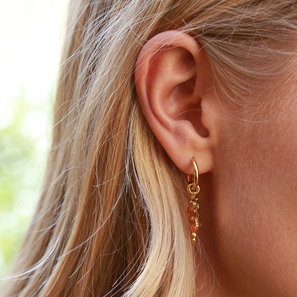 Boucles d'oreilles dorées facettes Love orange - Love Ibiza 2