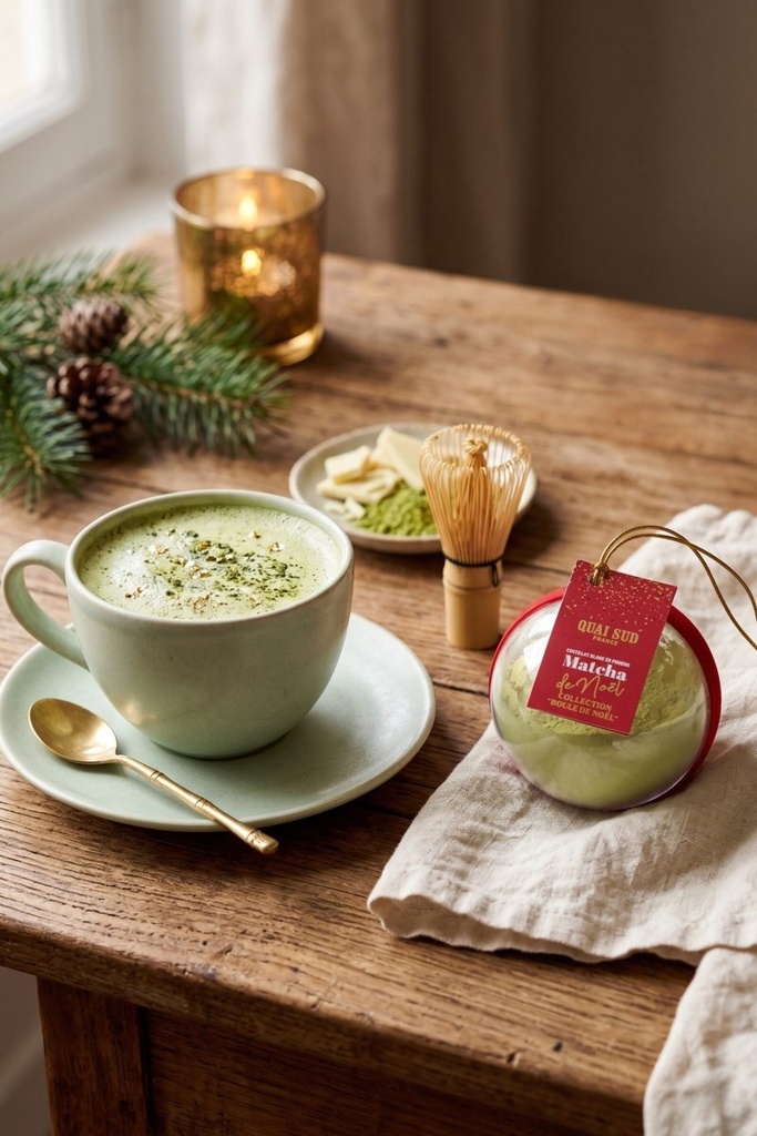 Chocolat Blanc Thé Matcha de Noël en boule - 100 g - Quai Sud 2