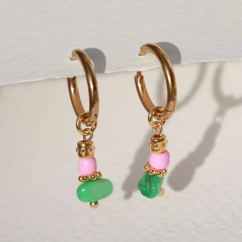 Boucles d'oreilles Calpe Rose-Vert - Love Ibiza