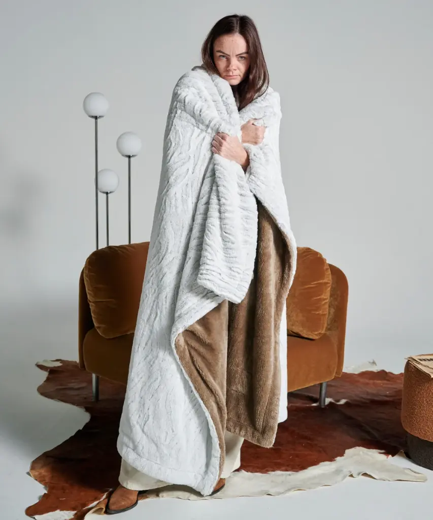 Plaid polaire - Motif Tigre Beige