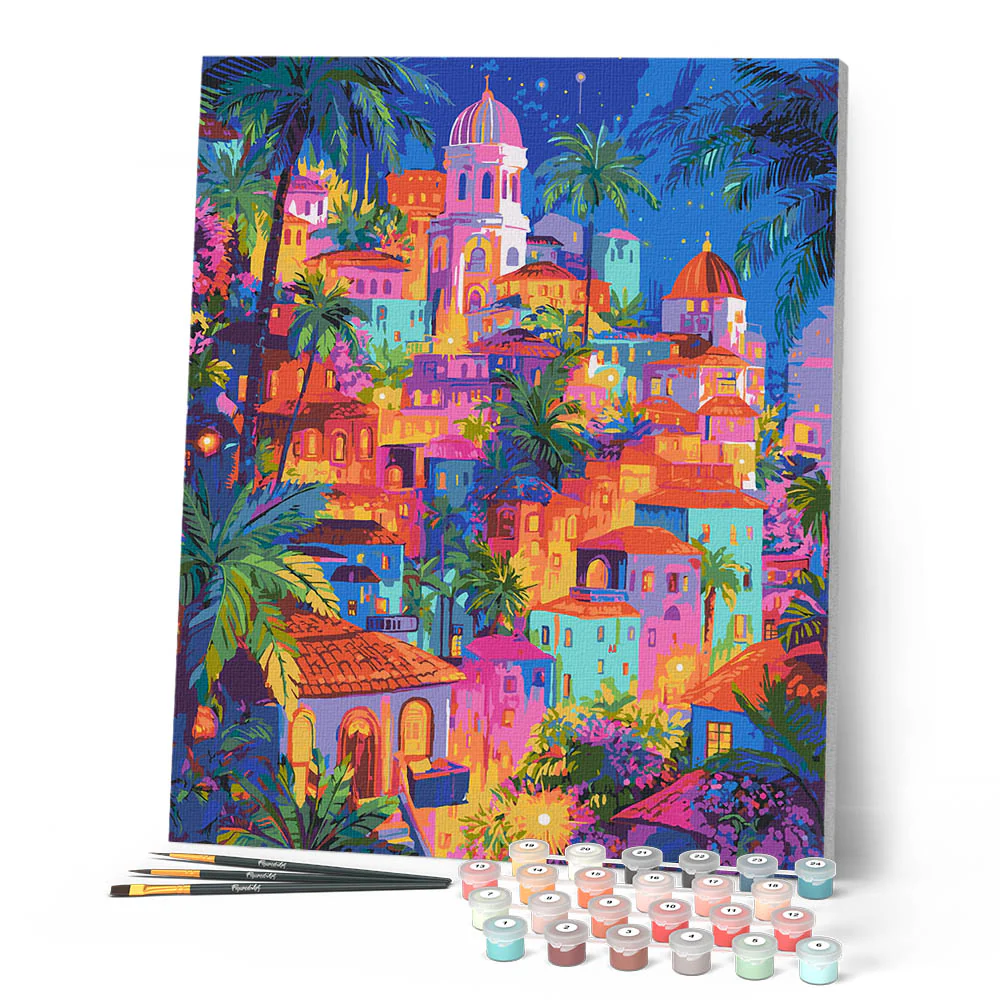 Peinture au numéro - Ville tropicale de rêve - Figured'Art