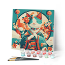 Mini Peinture par Numéros  - 20x20cm avec cadre - Chat Princesse Japonaise - Figured'Art