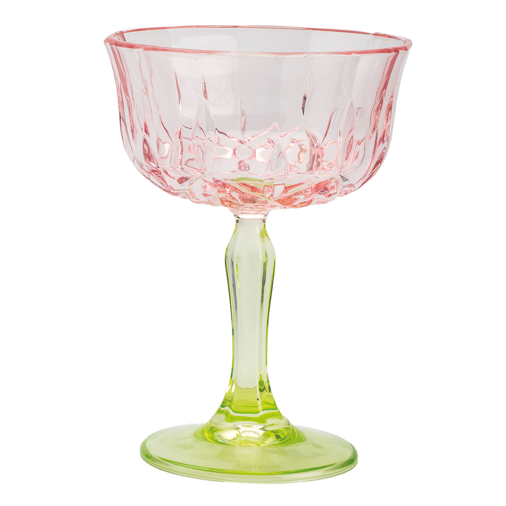 Verre sur pied bicolore Rose/Vert