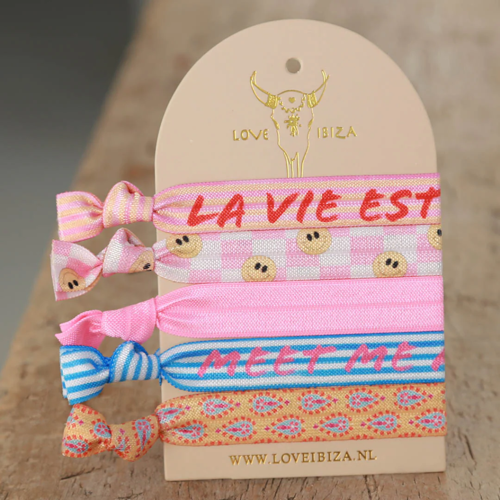Lot de 5 Bracelet élastique 'La vie est belle' - Love Ibiza