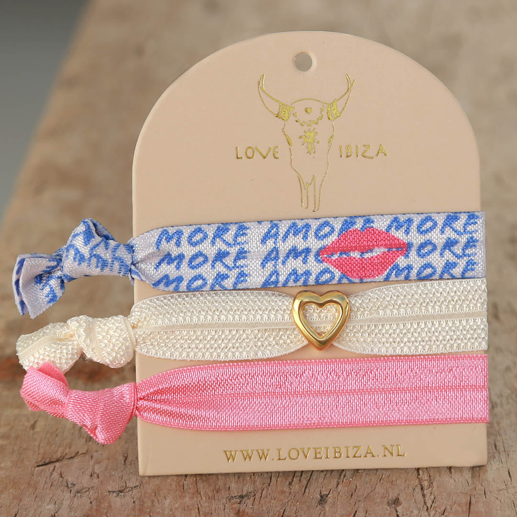 Lot de 3 Bracelet élastique 'More amore' - Love Ibiza