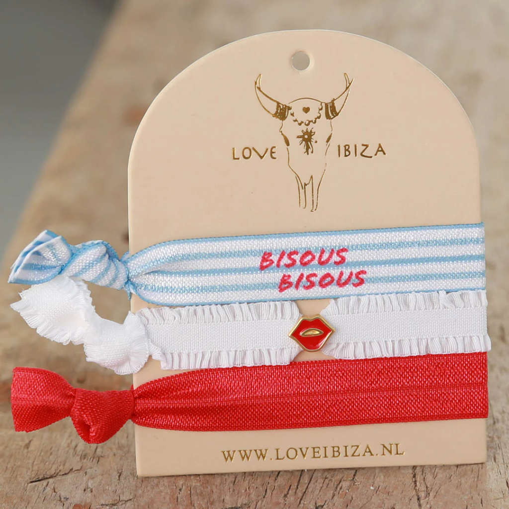 Lot de 3 Bracelet élastique 'Bious bisous' - Love Ibiza