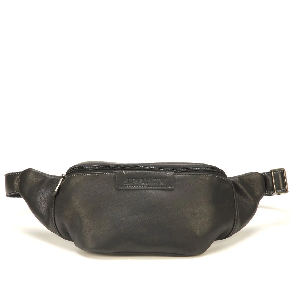 2028-16 Sac banane noir cuir Johany - ARTHUR & ASTON