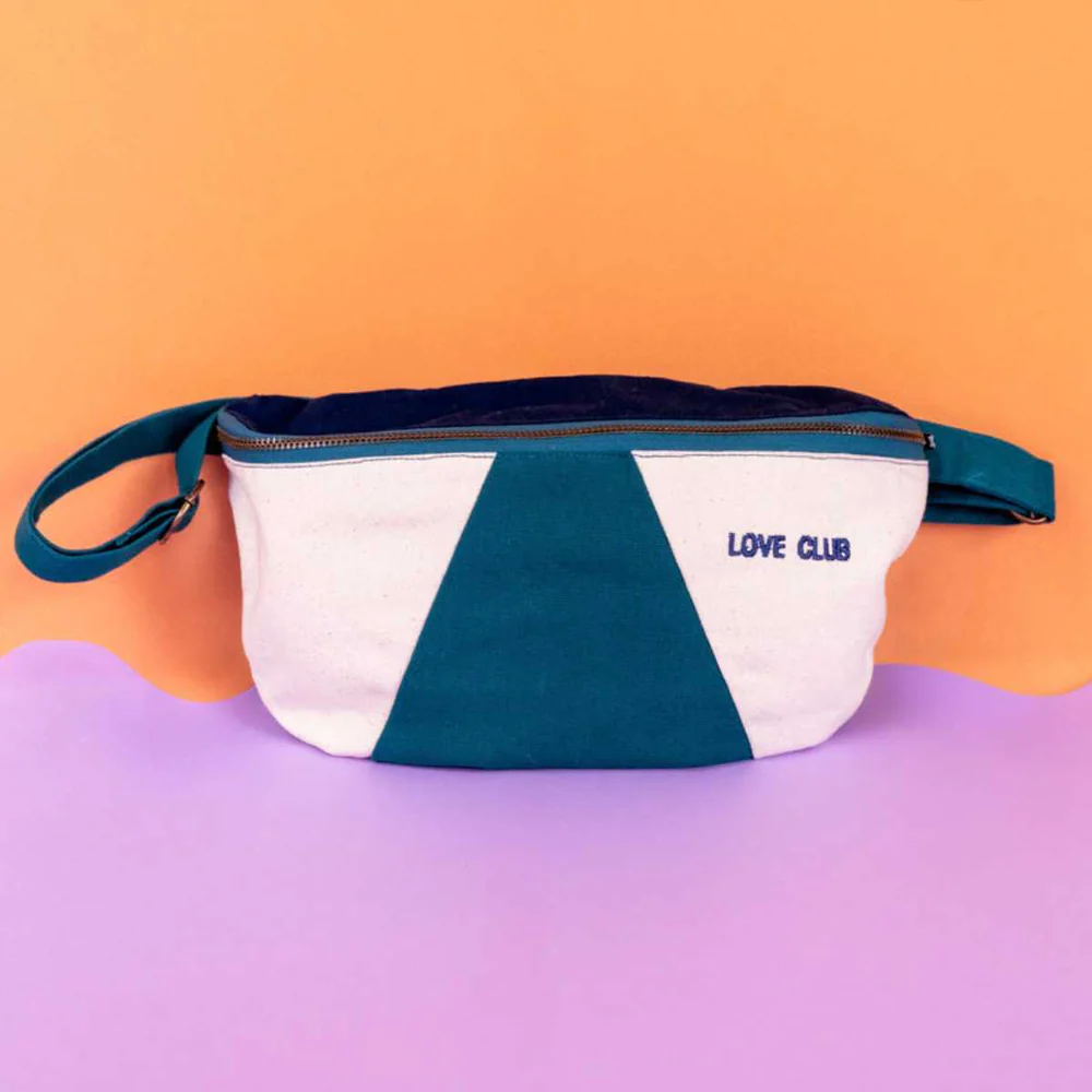 Sac Banane Adulte coton (Love Club Blanc - Bleu - Vert)