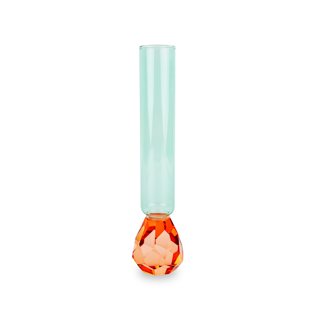 Vase à fleurs en verre avec base effet diamant - WD 