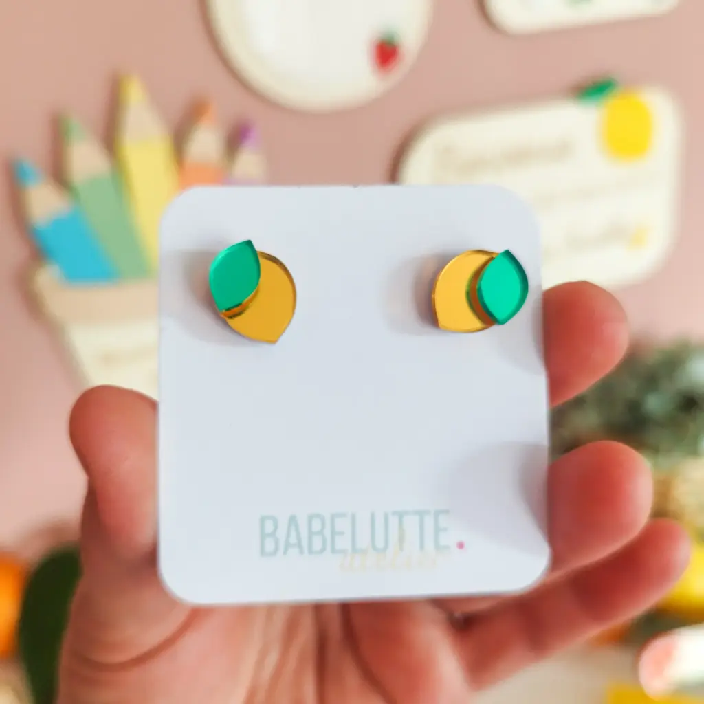 Boucles d'oreilles Puces Citrons - BABELUTTE    