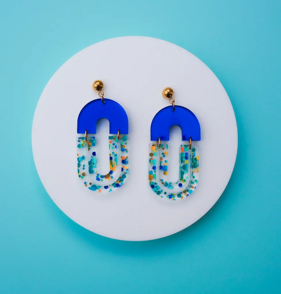 Boucles d'oreilles Louise bleu - BABELUTTE    