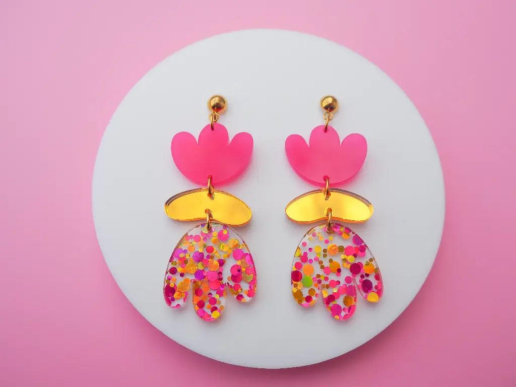 Boucles d'oreilles Violette fuchsia - BABELUTTE 