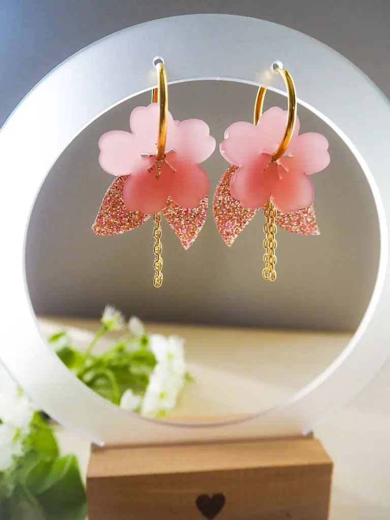 Boucles d'oreilles Fleur de cerisier - BABELUTTE    