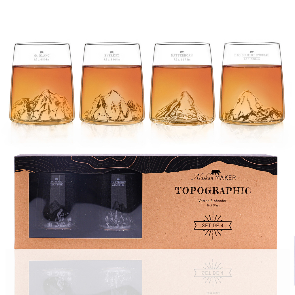 Coffret de 4 verres shooters TOPOGRAPHIC