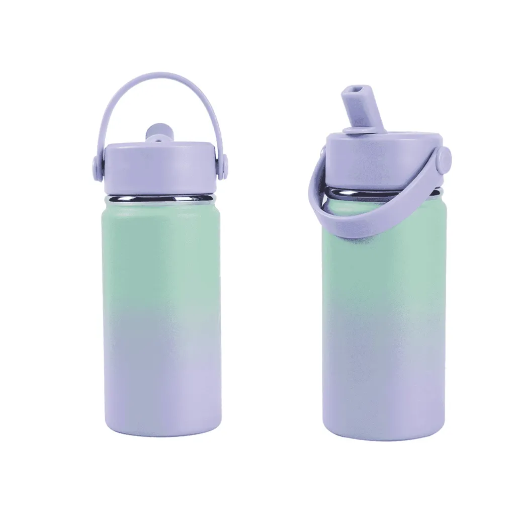 Gourde thermique avec poignée - Turquoise et mauve - I-TOTAL