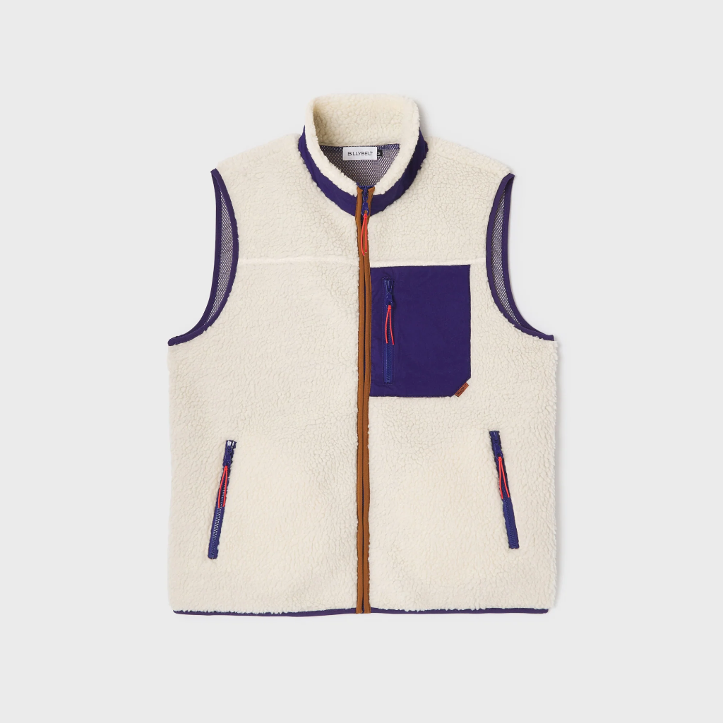 Veste Sherpa sans manche - Billybelt - Ivoire et bleu