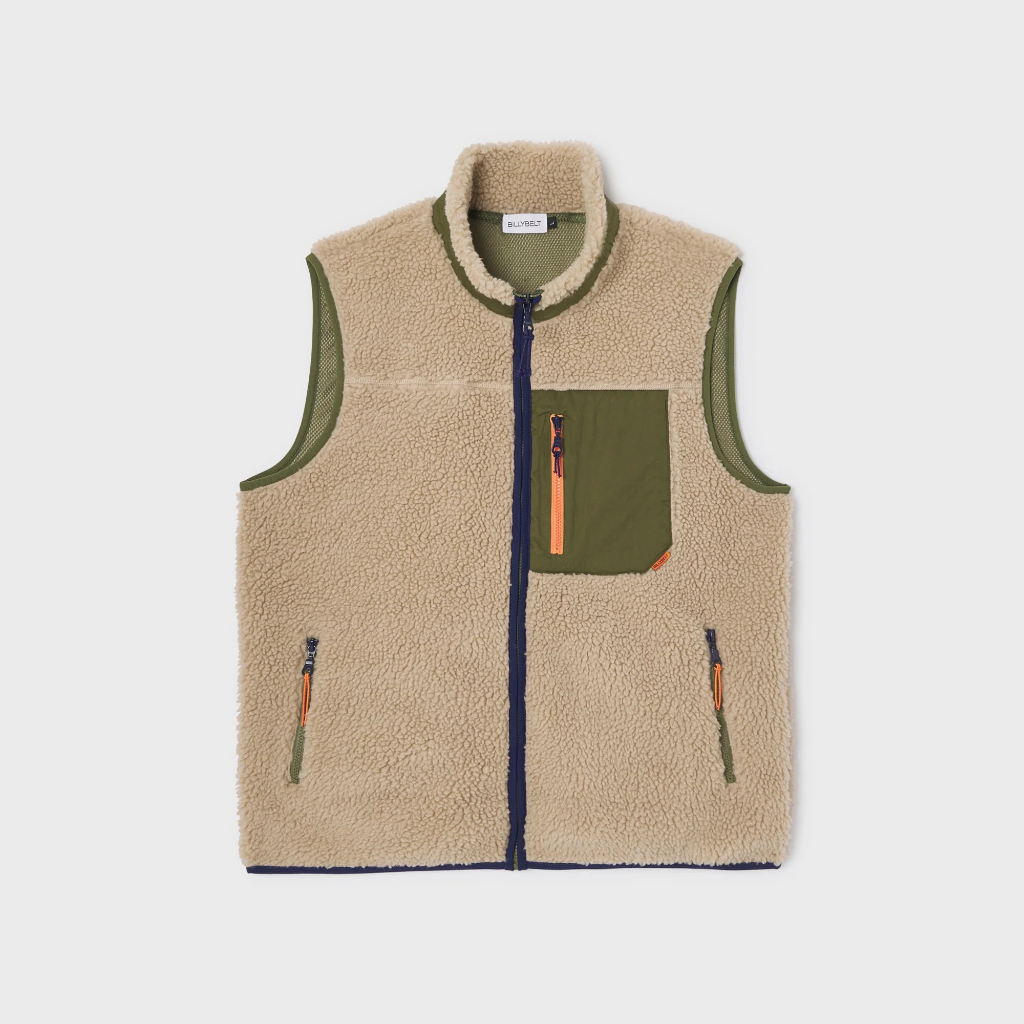 Veste Sherpa sans manche - Billybelt - Naturel et Kaki (XXL)