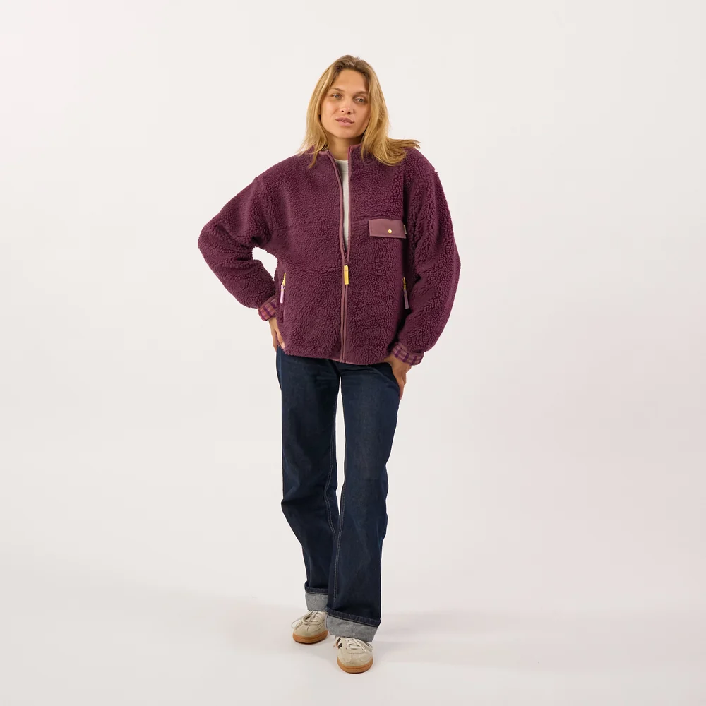 Veste Sherpa femme zippée - Prune - Billybelt (L)