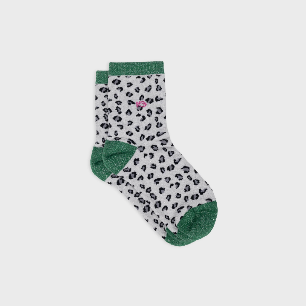 Chaussettes pailletées en coton peigné léopard - Billybelt