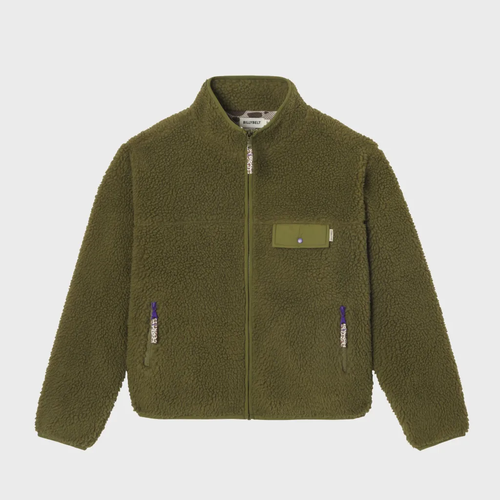 Veste Sherpa femme zippée - Vert olive - Billybelt