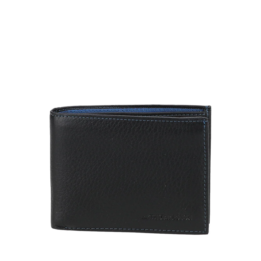 2528-452 Porte-Cartes Ange cuir - Noir fil Bleu - ARTHUR & ASTON