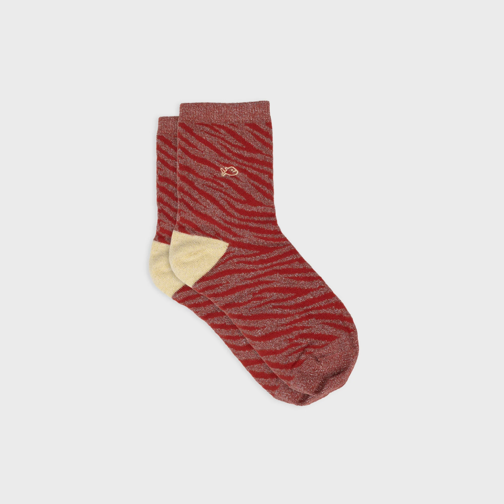 Chaussettes pailletées en coton peigné Zèbre - Billybelt