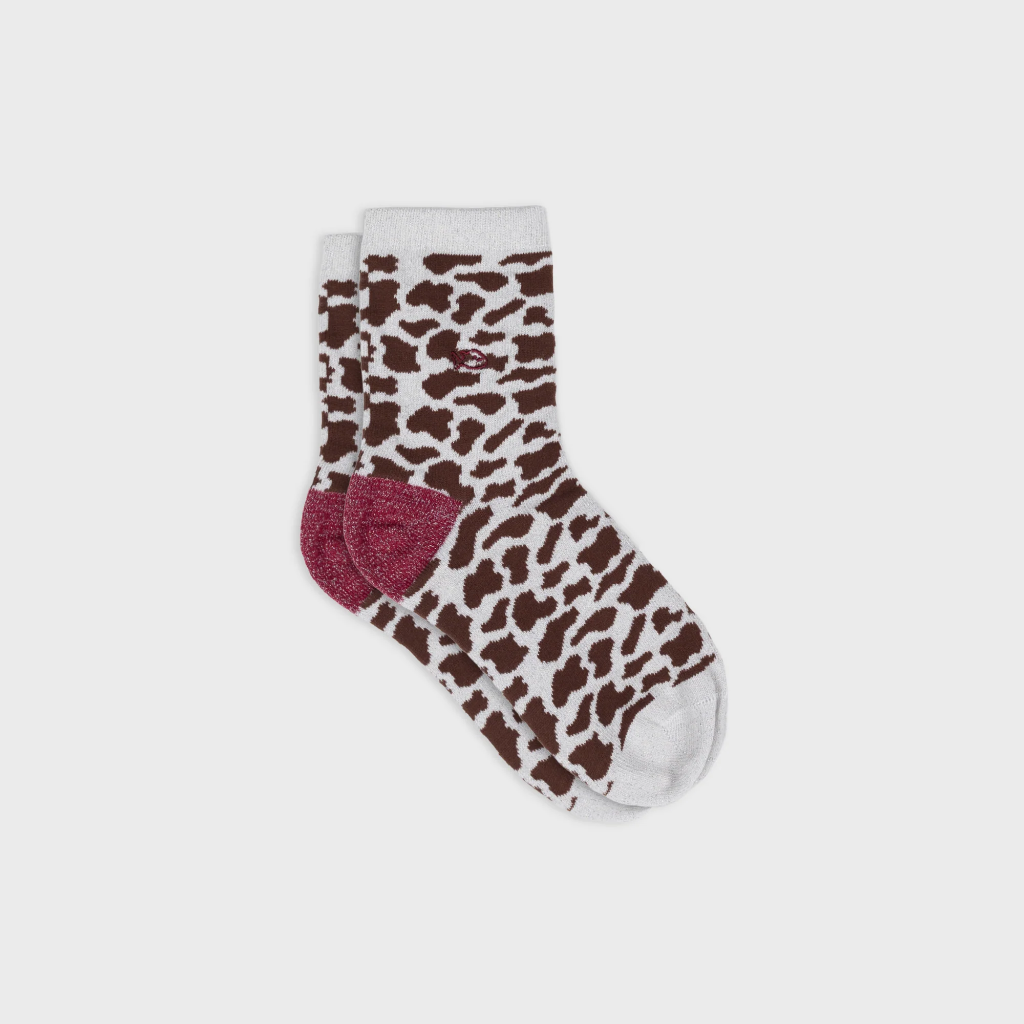 Chaussettes pailletées en coton peigné Vache - Noir - Marron - Billybelt