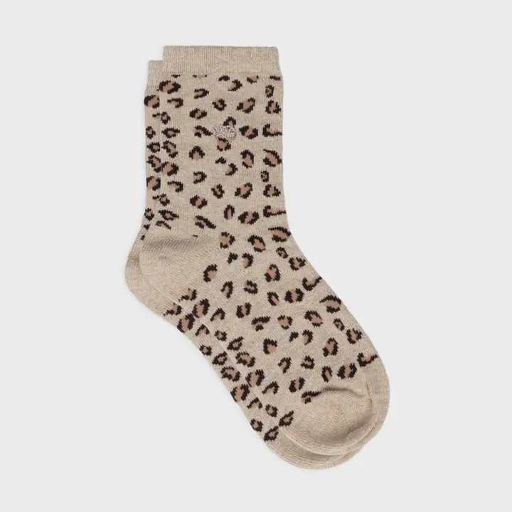 Chaussettes pailletées en coton peigné léopard - Taille 37/40 - Billybelt