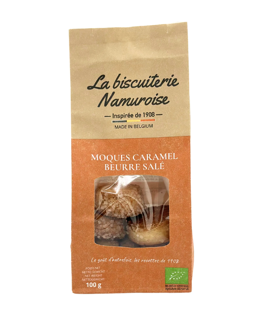 Biscuits moques caramel beurre salé Bio - 100g - La biscuiterie Namuroise