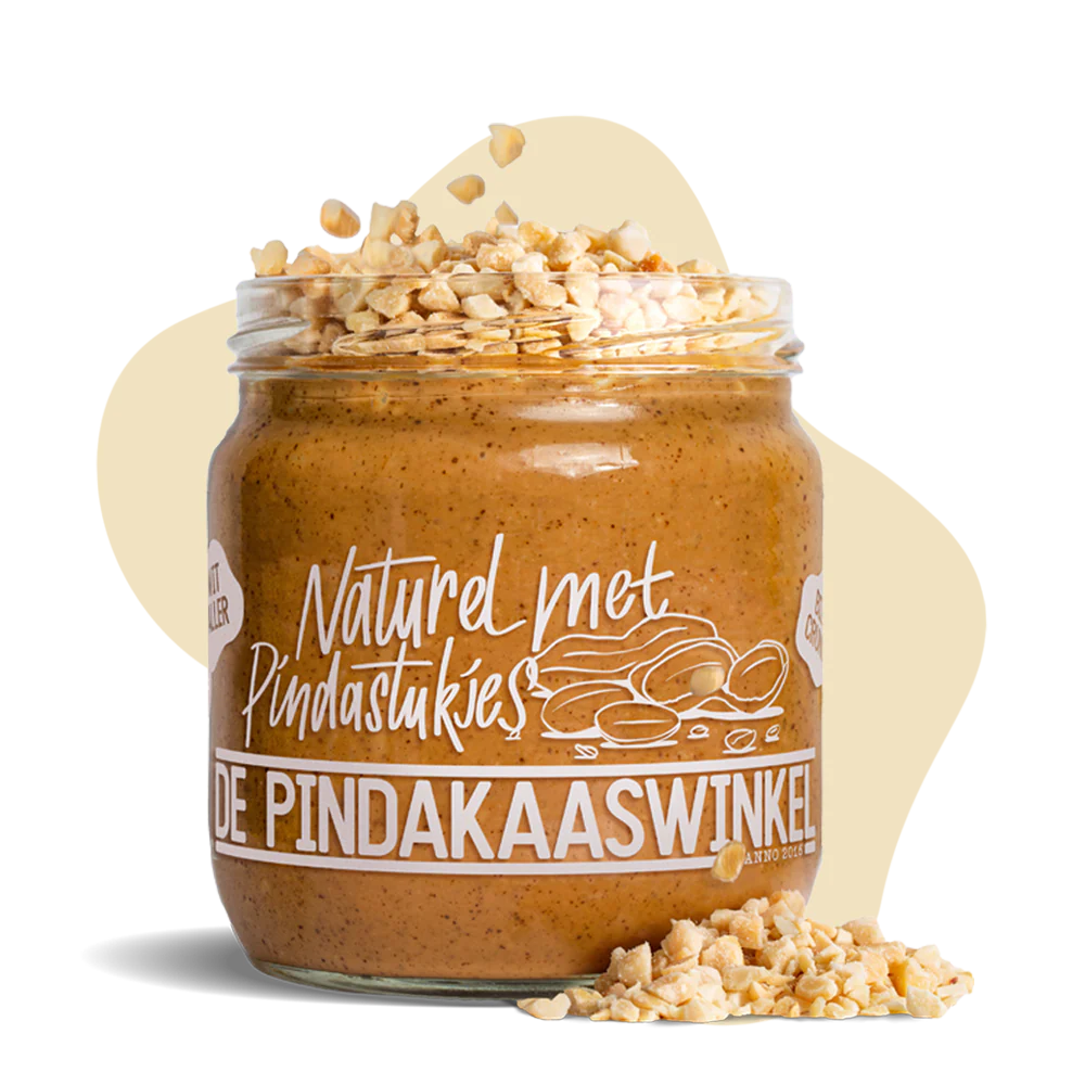 Beurre de Cacahuète Naturel avec des morceaux de cacahuètes - De Pindakaaswinkel