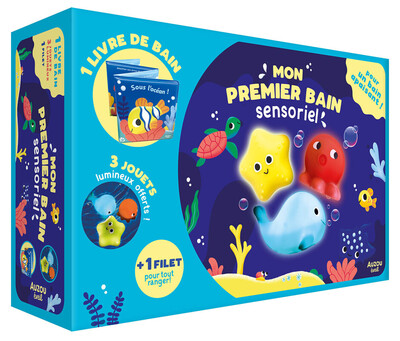 [9791039578585] Mon coffret de bain sensoriel - pour un bain apaisant ! - Avec un livre et des jouets sensoriels et lumineux !