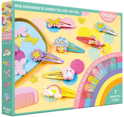 [9791039564472] Mon semainier de barrettes arc-en-ciel - 7 barrettes à créer