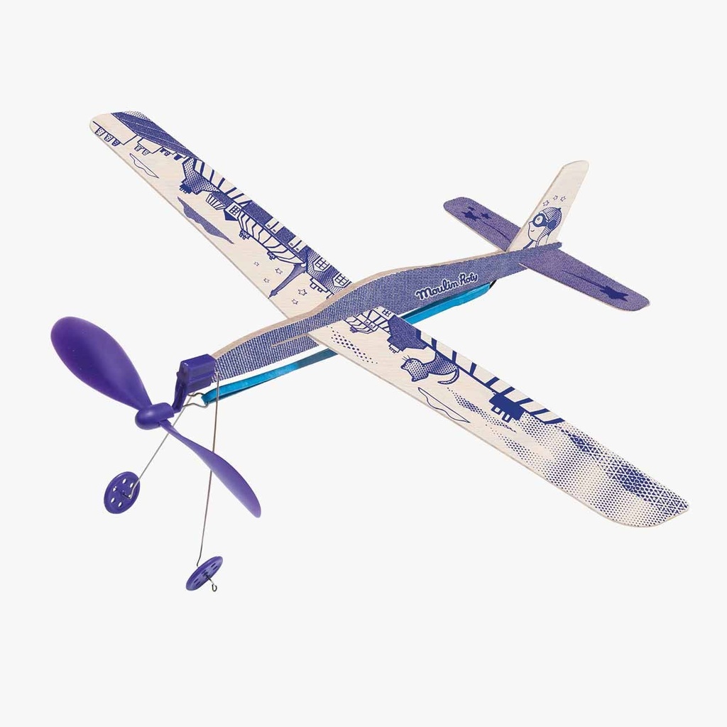 AVION À ÉLASTIQUE BLEU