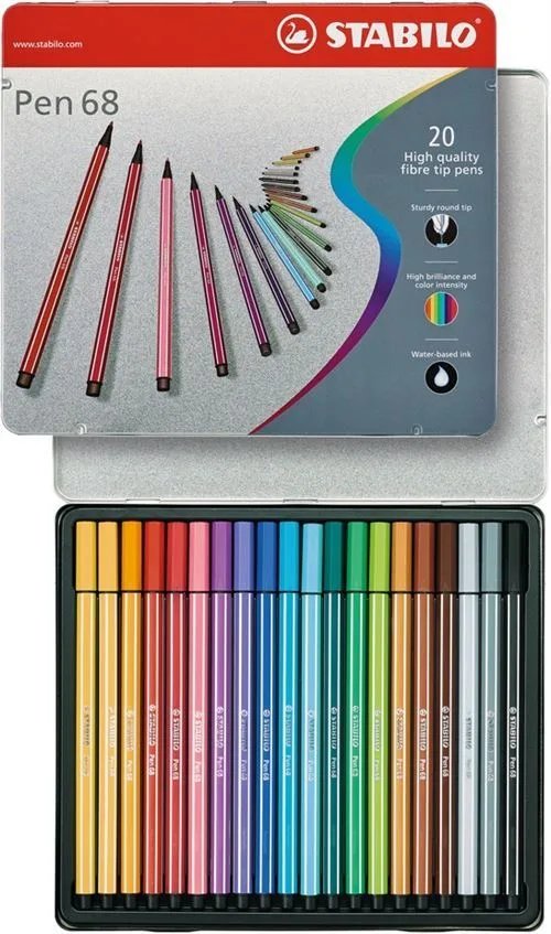 FEUTRES PEN 68 STABILO 20 PIECES