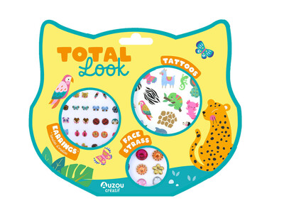 [9791039572644] Total look animaux - Tattoos - boucles d'oreilles - face strass