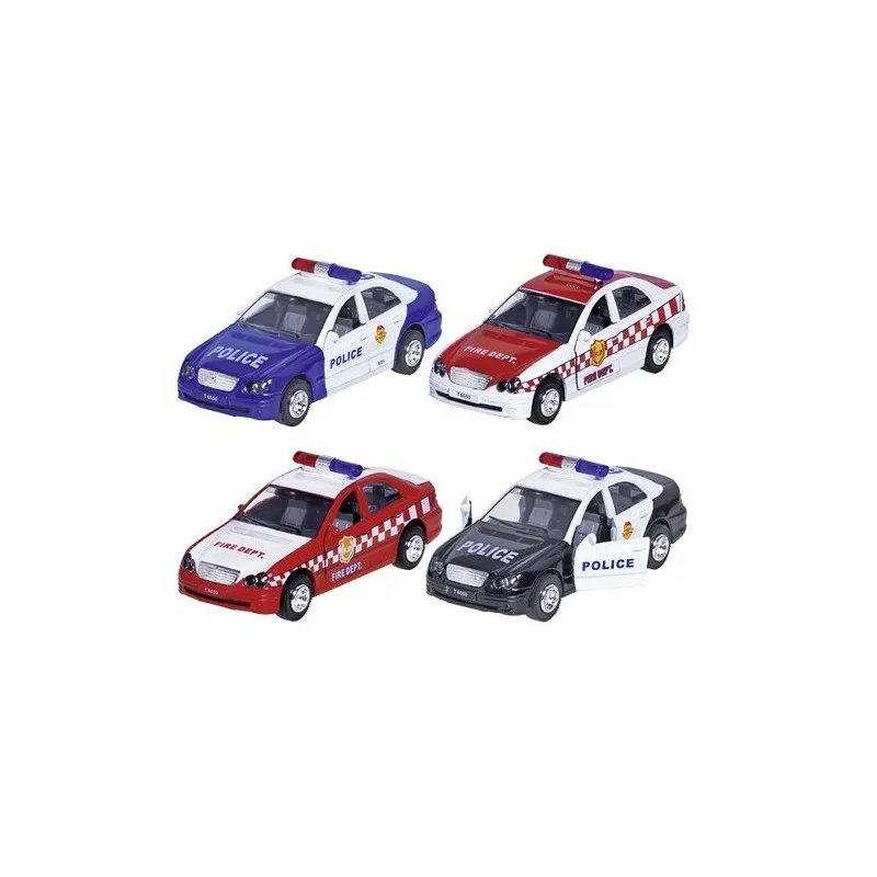 [4013594121941] VOITURE EN METAL POLICE ET POMPIERS