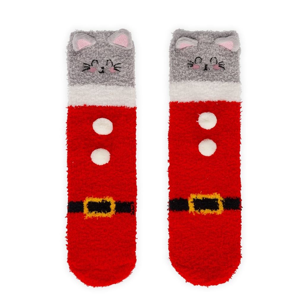 Chaussettes antidérapantes de Noël adulte - Chat