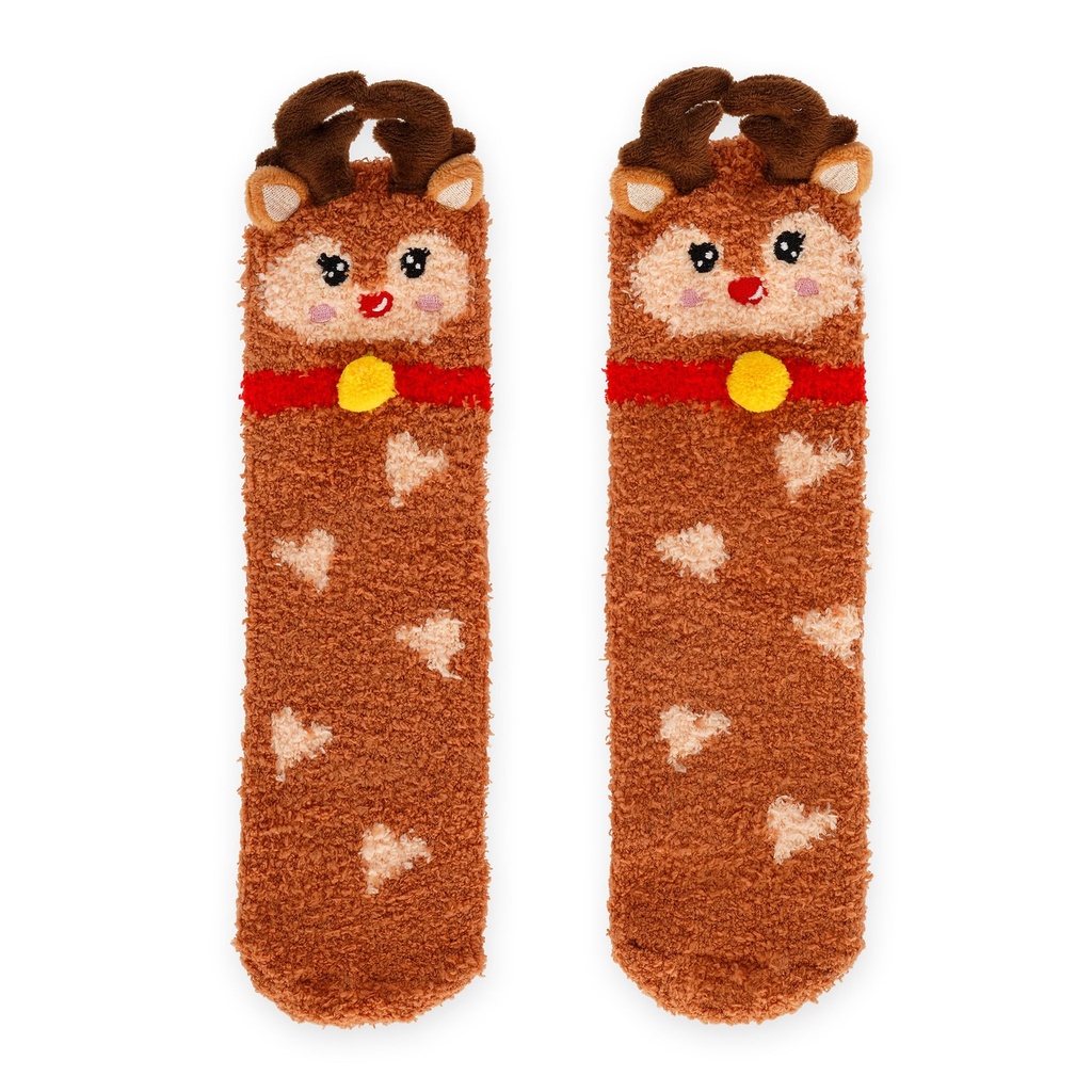 Chaussettes antidérapantes de Noël adulte - Renne