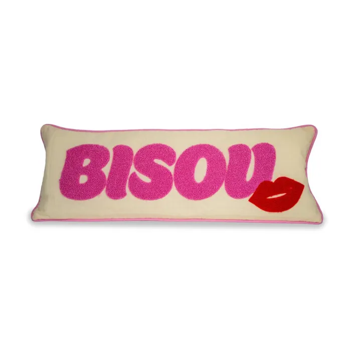 Coussin rembourré 20x55 cm - Décor Bisou - WD